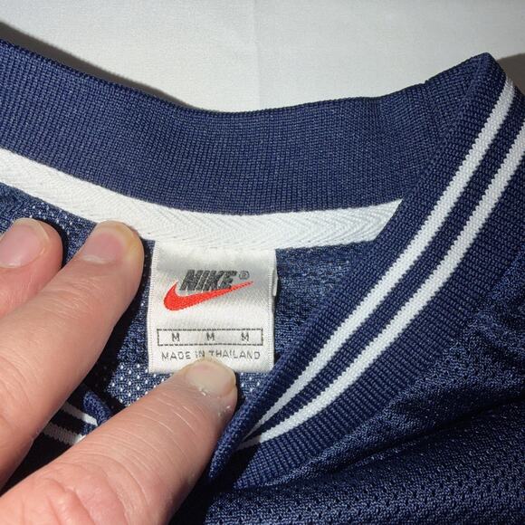 Nike Vintage Navy Mesh Jersey Y2K Sportswear Streetwear Swoosh Logo Med 90s - Picture 3 of 8